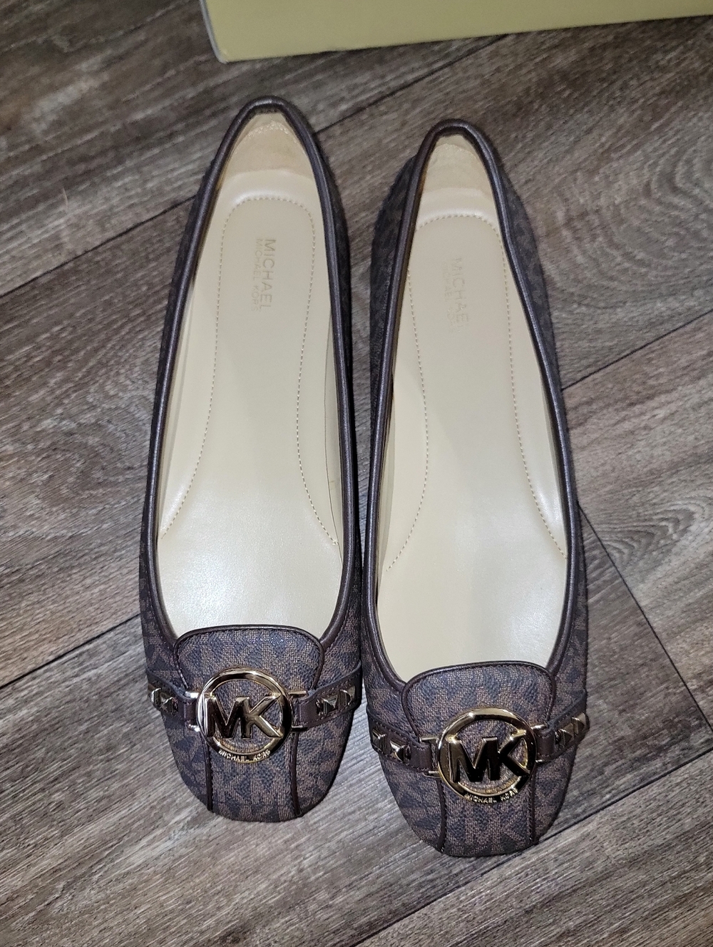 Michael Kors Brown Fulton Moc Flats with Gold Accent - Picture 2 of 6